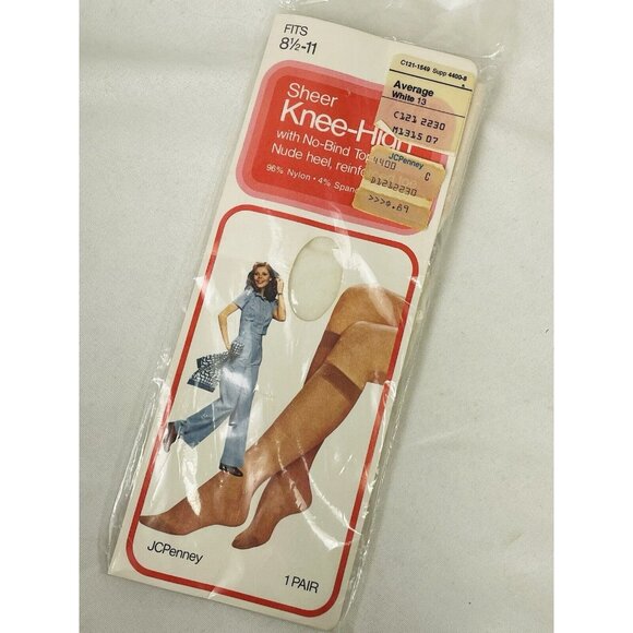 JC Penney Accessories - JC PENNEY Sheer White 8.5-11 Knee Highs Hi Nylons Women’s Gaymade Vintage